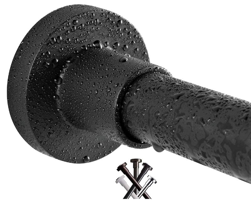 BRIOFOX Shower Curtain Rod 43-73 Inches Matte Black, Rustproof and Non-Fall Down Spring Tension Rod for Window or Bathroom, Stainless Steel - Image 1